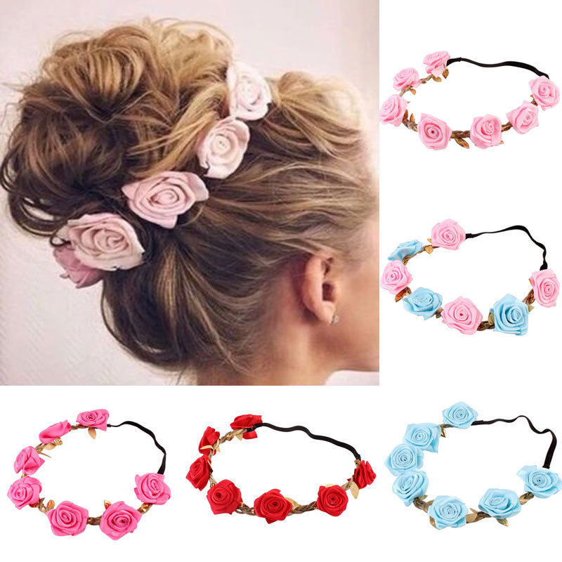 Kid Ball Hair Gold Leaf Headband Wedding Rose Headwear