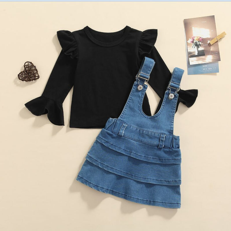 Kid Baby Girl Suit Jean Slip Dresses 2 Pcs Sets