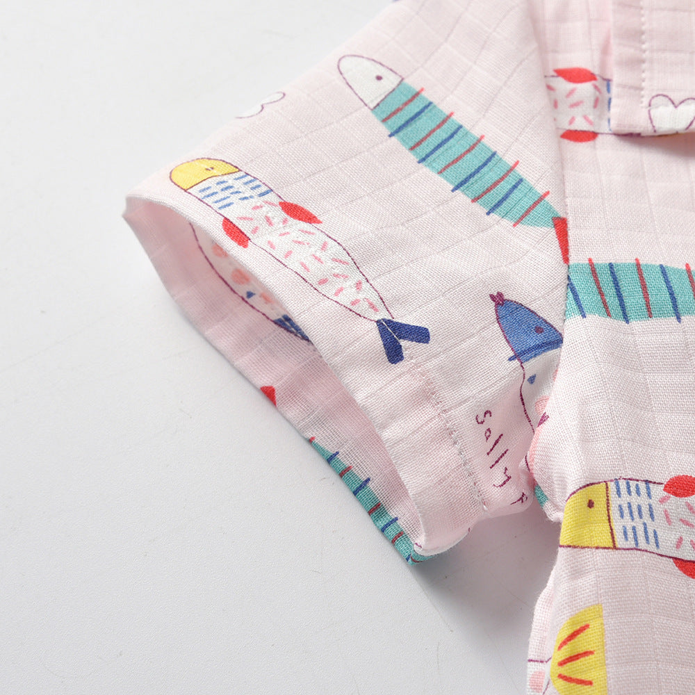 Kid Baby Boy GirlCotton Pajamas Summer Short Sleeve Cartoon Casual 2 Pcs