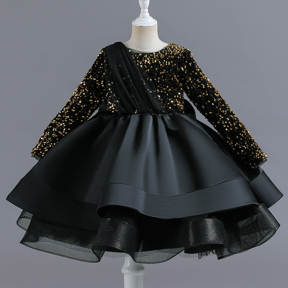 Kid Girl Net Yarn Bow Pommel Performance Princess Dresses