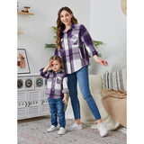 Family Matching Leisure Flannel Plaid Button Long Sleeve Shirts Tops