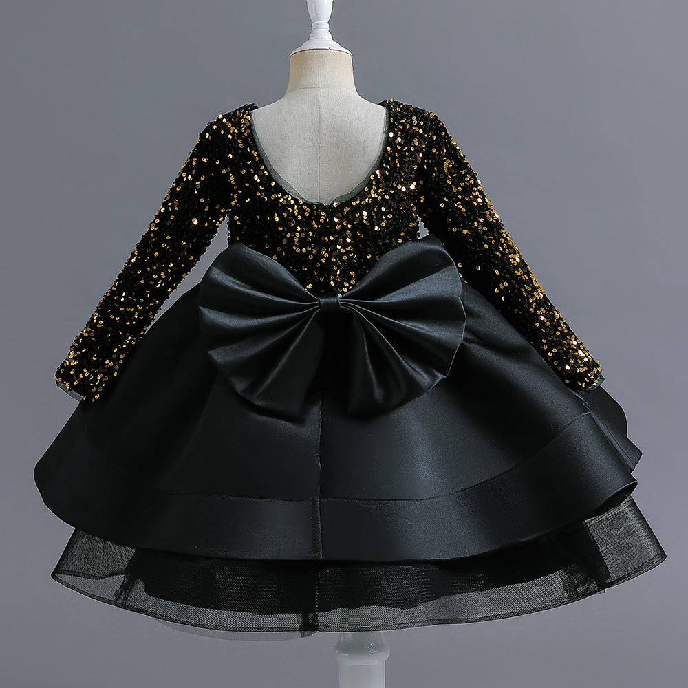 Kid Girl Net Yarn Bow Pommel Performance Princess Dresses