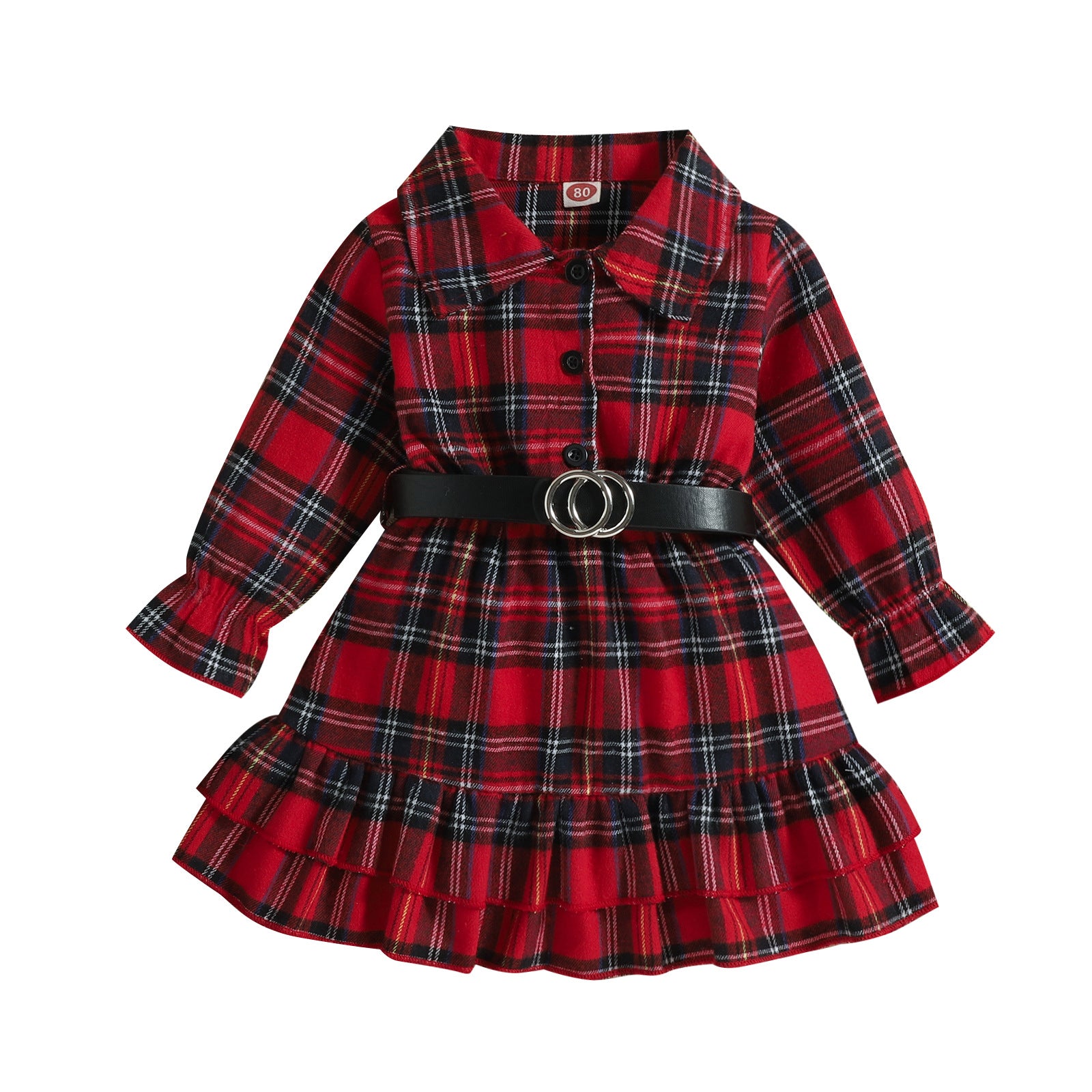 Kid Baby Girl Christmas Sanded British Plaid Casual Dress