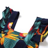 Family Matching Mother Child Jumpsuit Blue Printed Summer Dresses