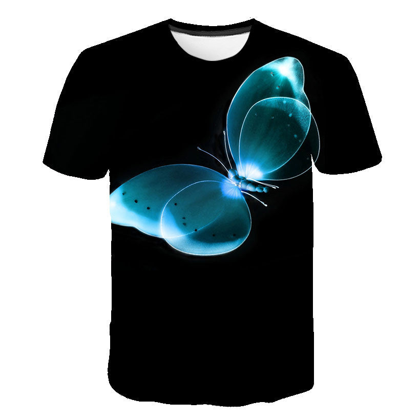 Kid Boy Girl Short Sleeve Beautiful Butterfly 3D Printing Cool Loose T-shirt