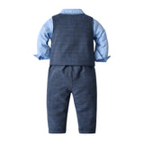 Kid Baby Boy Suit Long Sleeve Gentleman Birthday Party 4 Pcs Sets