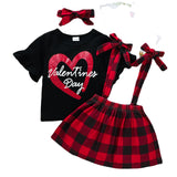 Kid Baby Girl Valentine's Day Love Short Sleeve 3 Pcs Sets