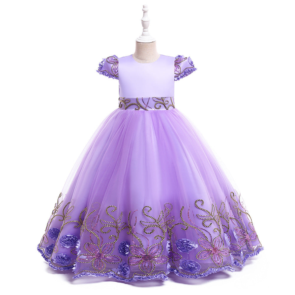 Kid Girl Princess Sleeveless Long Evening Catwalk Piano Performance Dresses