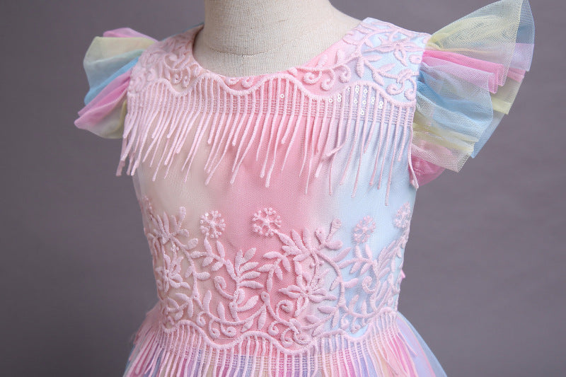 Kid Girls New Princess Long Summer Piano Performance Dresses
