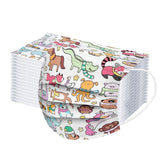 Kid Disposable Cute Pet Small Animal Series Spiny Printing Mask 10 Pcs