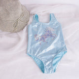 Kid Girl Sequin Embroidered Onepiece Unicorn Foil Swimsuit