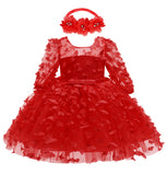 Baby Toddler Long Sleeve Three-dimensional Flower Puffy Dress