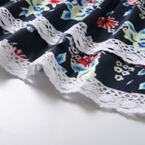 Family Matching Parent-child Flower Print Lace Stitching Dress