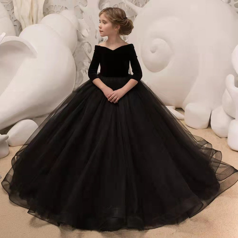Kid Baby Girls Tuxedo Evening Sweet Embroidery Host Piano Dresses