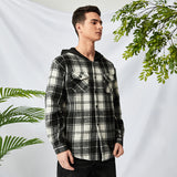 Family Matching Adult Kid Padded Black Plaid Hooded Shirt
