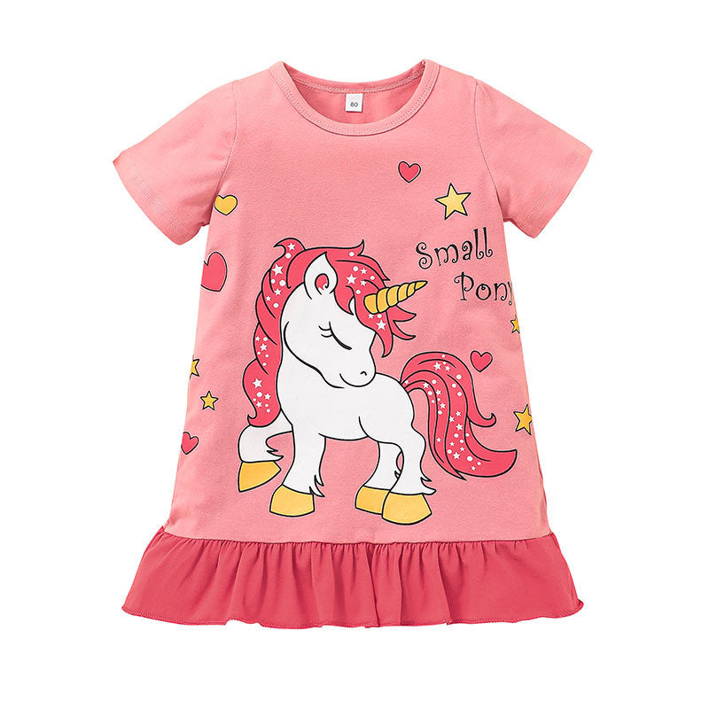Kid Baby Girl Unicorn Summer Short Sleeve Cartoon T-shirt