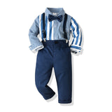 Kid Baby Boy Suit Long Sleeve Striped Fashionable Striped 4 Pcs Sets