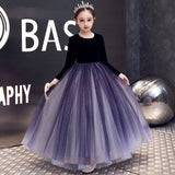 Kid Girl Catwalk Fashion Velvet Poncho Princess Dress