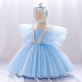 Kid Baby Girl Flying Sleeve Gauze Princess Birthday Dress