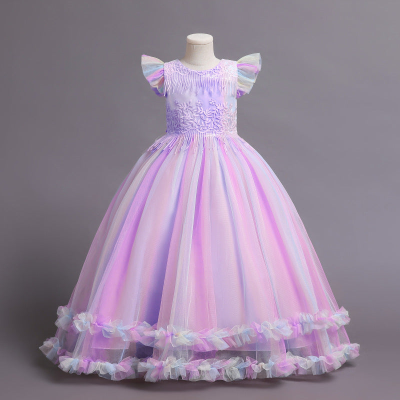 Kid Girls New Princess Long Summer Piano Performance Dresses