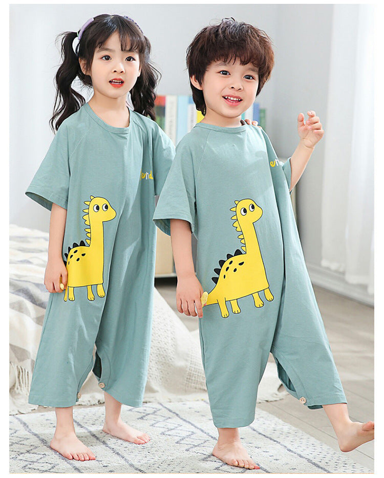 Kid Baby Girl Boy One-piece Short Sleeve Pure Cotton Ultraman Loose Pajamas