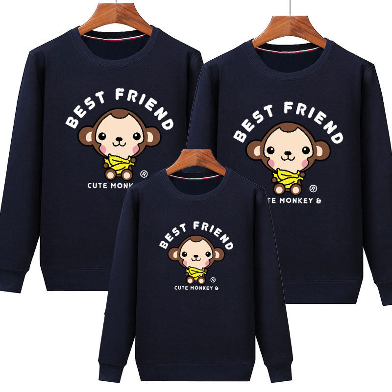 Family Matching Cartoon Monkey Fashion Trend Autumn Hoodie