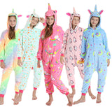 Kid Girl Flannel Cartoon Animal One-piece Pajamas