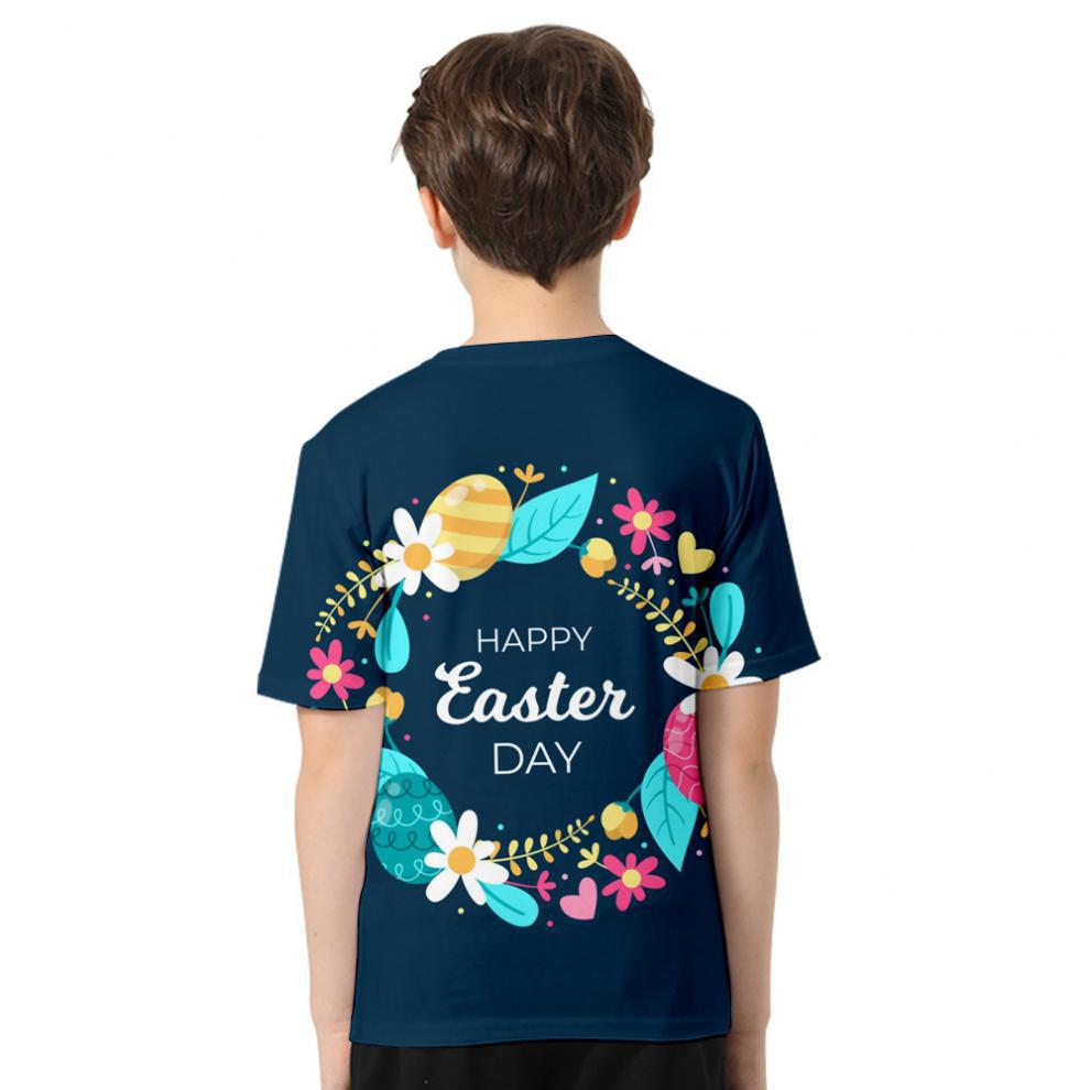 Kid Boys Girls Easter Digital Printed Short Sleeves T-shirts