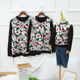 Family Matching Parent-child Hoodie Christmas Print Round Neck Shirts