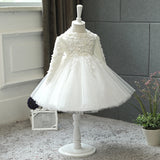 Kid Baby Flower Girl Wedding Pomfret Yarn Long Sleeve Birthday Princess Dress