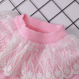 Autumn Winter Toddler Baby Girl Lace Collar Ruffled Solid Knitted Sweater