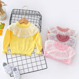Autumn Winter Toddler Baby Girl Lace Collar Ruffled Solid Knitted Sweater