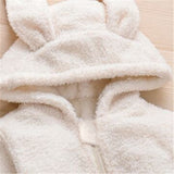 Winter Baby Long Ears Zipper Fleece Jumpsuit Romper