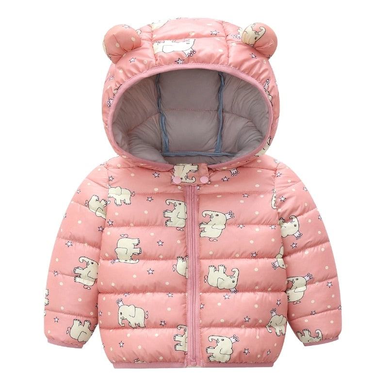Winter Baby Toddler Animal Dinosaur Pattern Polka Dots Stars Print Coat