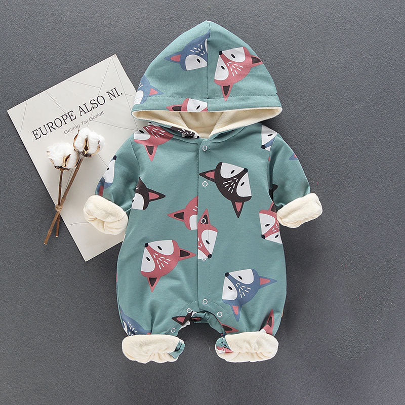 New Arrival Winter Lovely Fox Hooded Long-sleeve Fleece Romper
