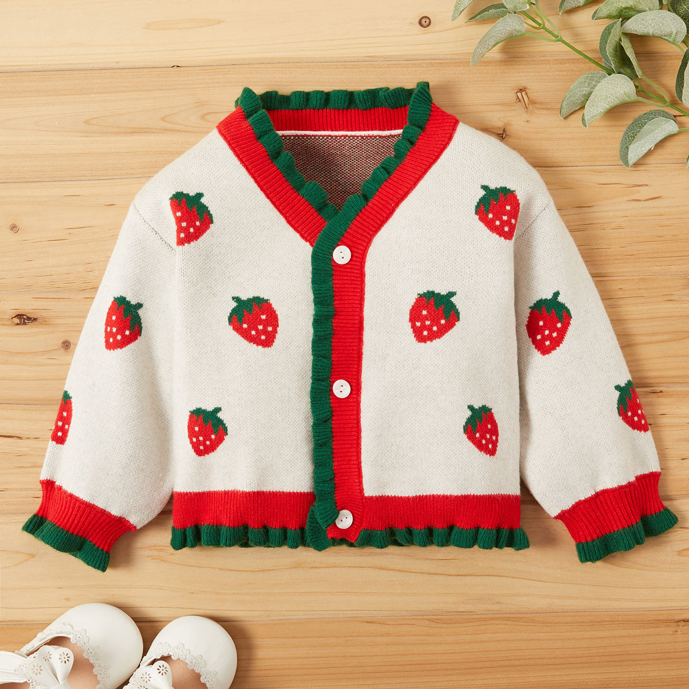 Baby Girl Winter Sweet Strawberry Sweaters Knit Button Sweater