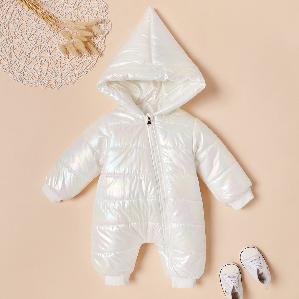 New Autumn and Winter Baby Rompers Stylish Solid Windproof Hooded Colorful Jumpsuit