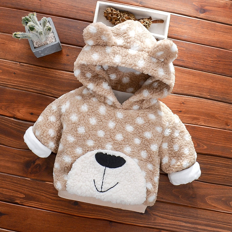 Toddler Boy Animal Raccoon Pattern Fluff Jacket Sweater Coat
