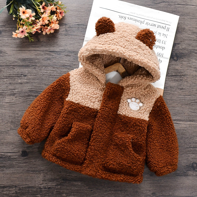 Winter Baby Toddler Boy Girl Fluff Animal Raccoon Hooded Coat Jackets