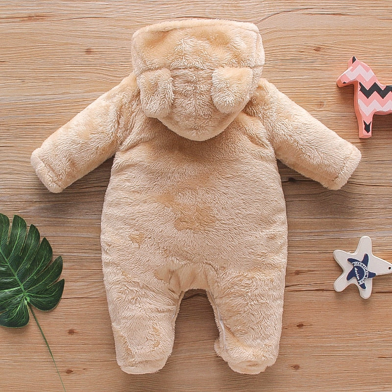 Baby Bear Warm Romper Fleece Hooded Jumpsuit