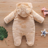 Baby Bear Warm Romper Fleece Hooded Jumpsuit