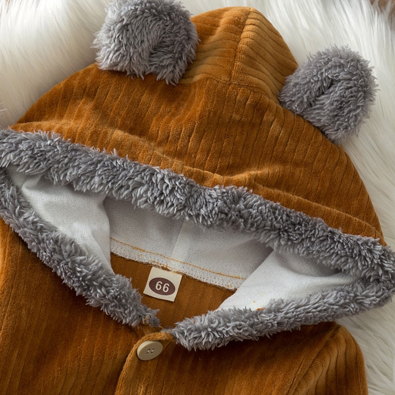 Baby Solid Hooded Jumpsuit Romper