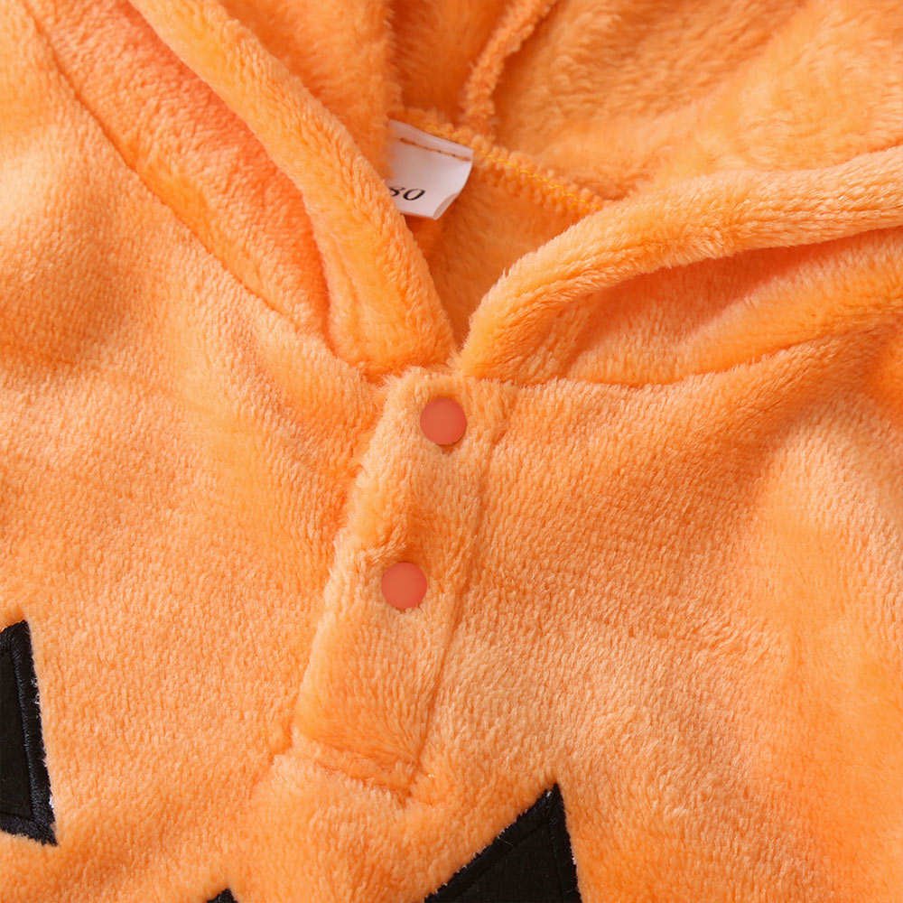 9M-3Y Baby Girl Halloween Pumpkin Applique Orange Cloak Coat