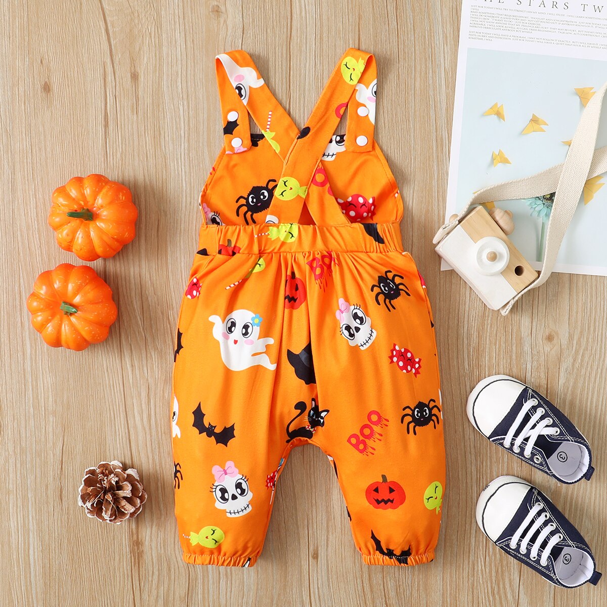 0-18M Baby Girl Halloween Pumpkins Suspender Jumpsuits Pants