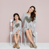 Family Matching Mosaic Mommy and Me Leopard Print Love Heart Dresses