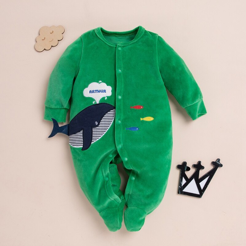 Autumn Winter Baby Whale Jumpsuit Rompers