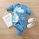 Autumn Baby Dinosaur Fleece Jumpsuit Cute Baby Rompers