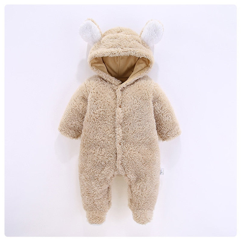 Baby Autumn Winter Cotton Casual Cute Bear Design Jumpsuit Romper
