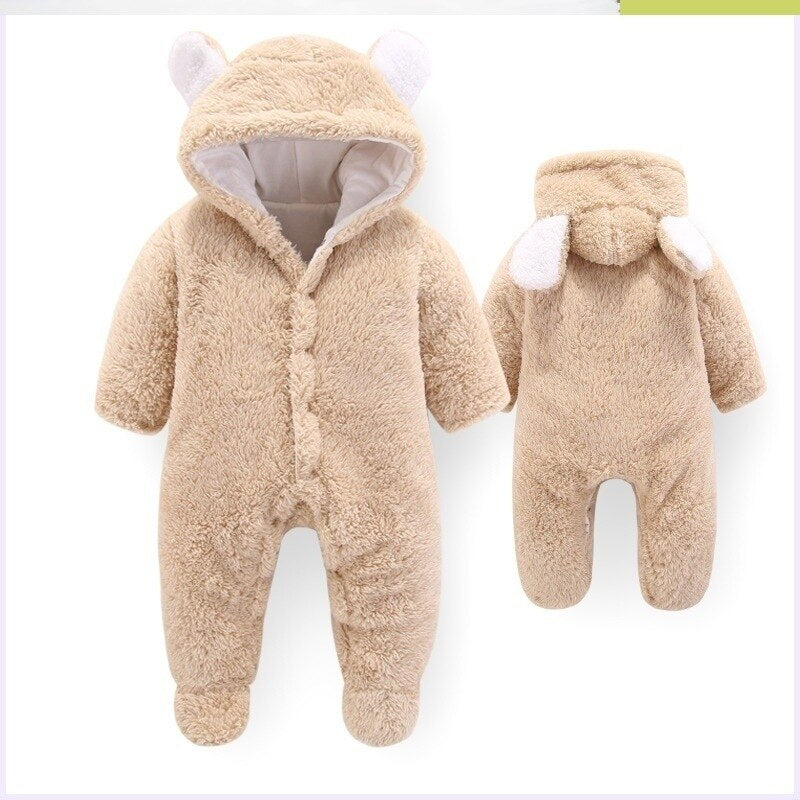 Baby Autumn Winter Cotton Casual Cute Bear Design Jumpsuit Romper
