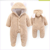 Baby Autumn Winter Cotton Casual Cute Bear Design Jumpsuit Romper
